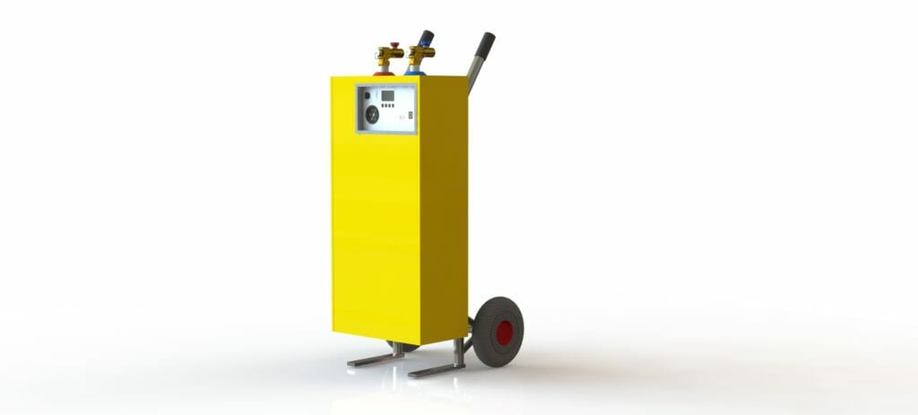 Grafik Mobile Elektroheizung zum mieten in gelb 400 V