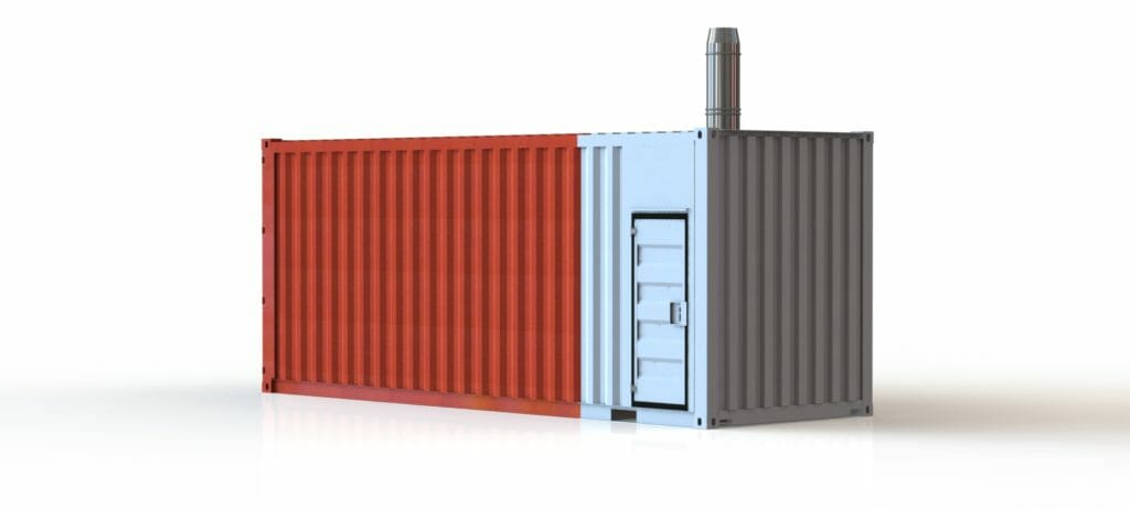 Heizcontainer mieten blau rot