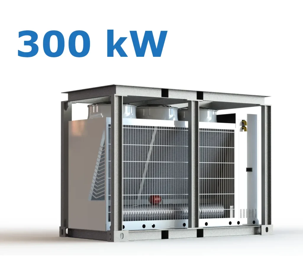 Render 300 kW Kaltwassersatz Beispiel in Transportrahmen