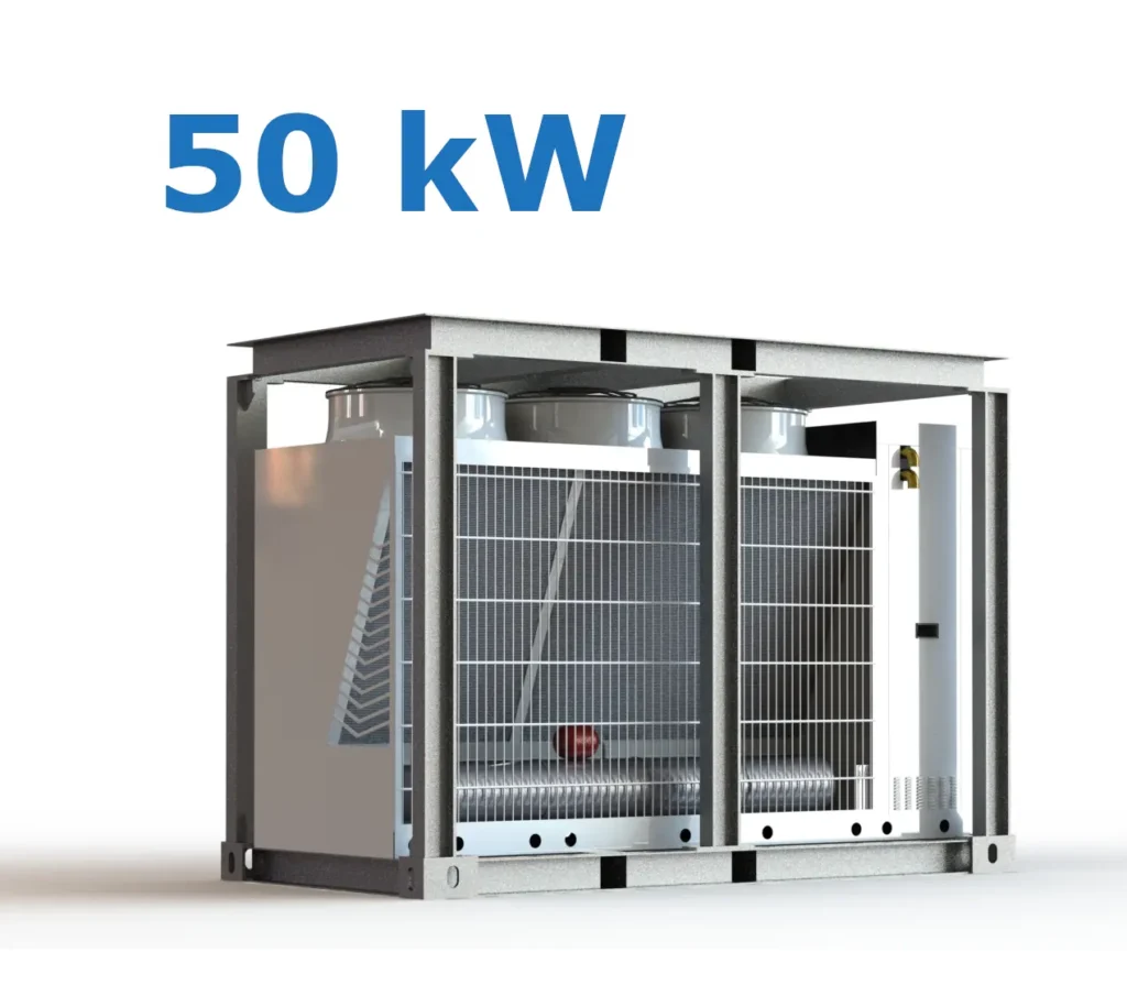 Render 300 kW Kaltwassersatz Beispiel in Transportrahmen