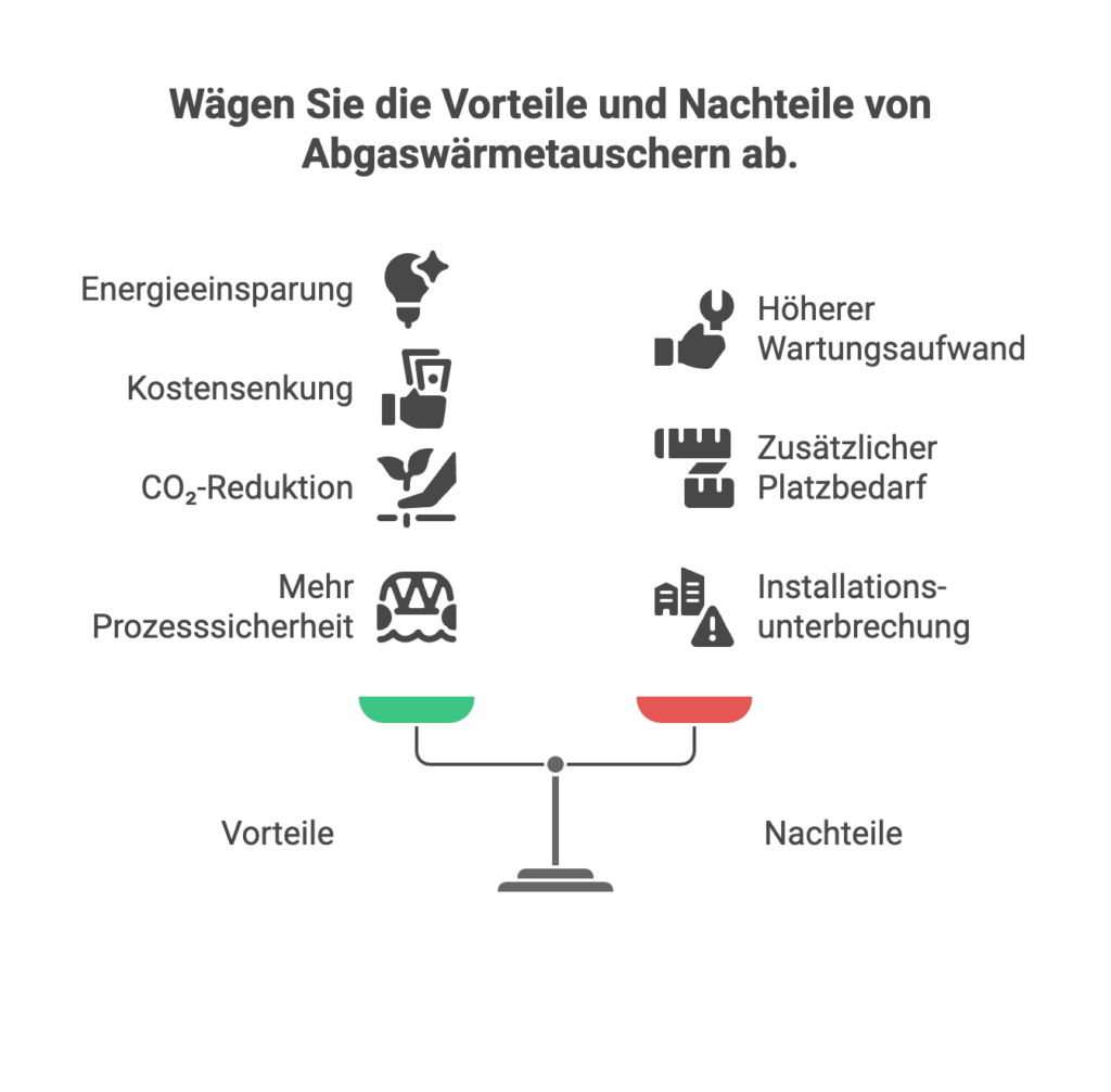 Infografik Vor- und Nachteile Abgaswärmetauscher