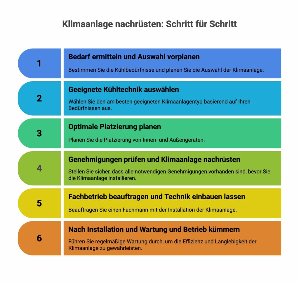 Klimaanlage nachrüsten Ablauf in einer Infografik