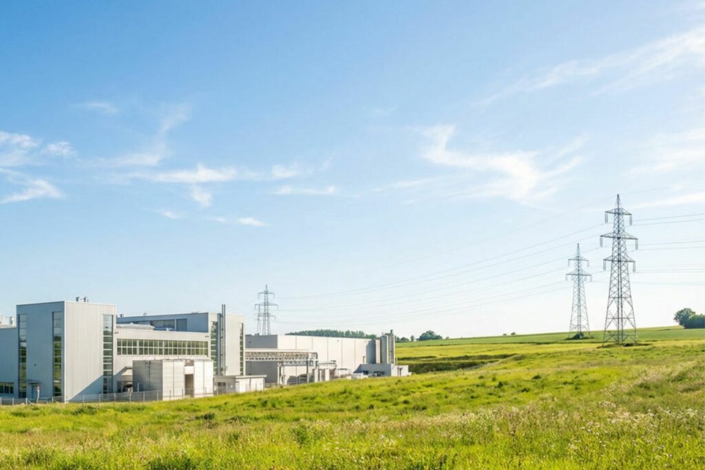Fabrik an Stromnetz mit schmutzigem Strom